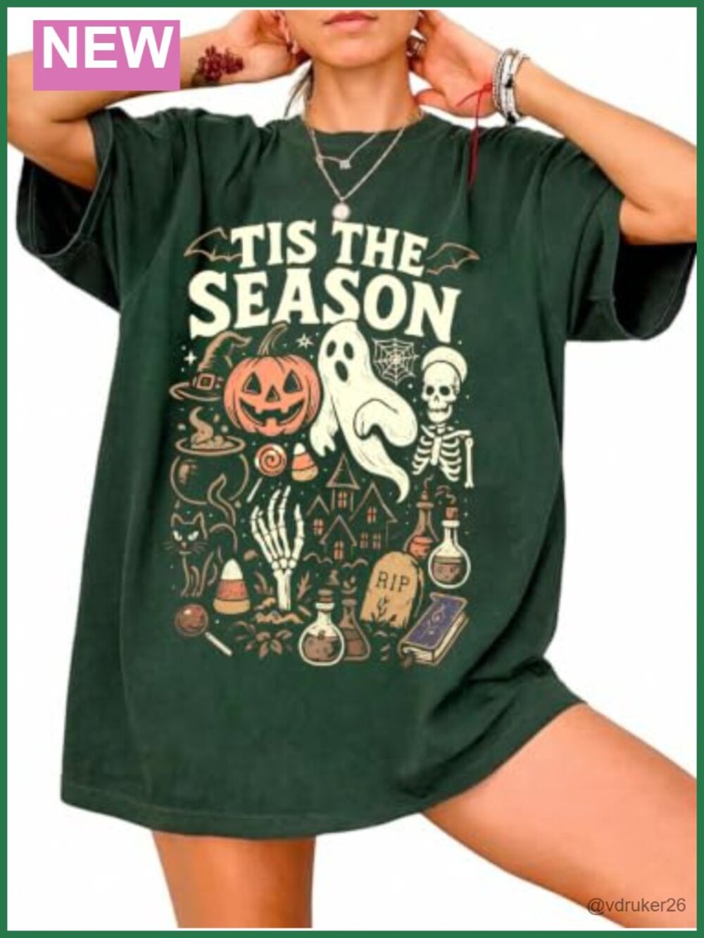 Women's Oversized Halloween Graphic T-Shirt Crew Neck Short Sleeve Fall Tee